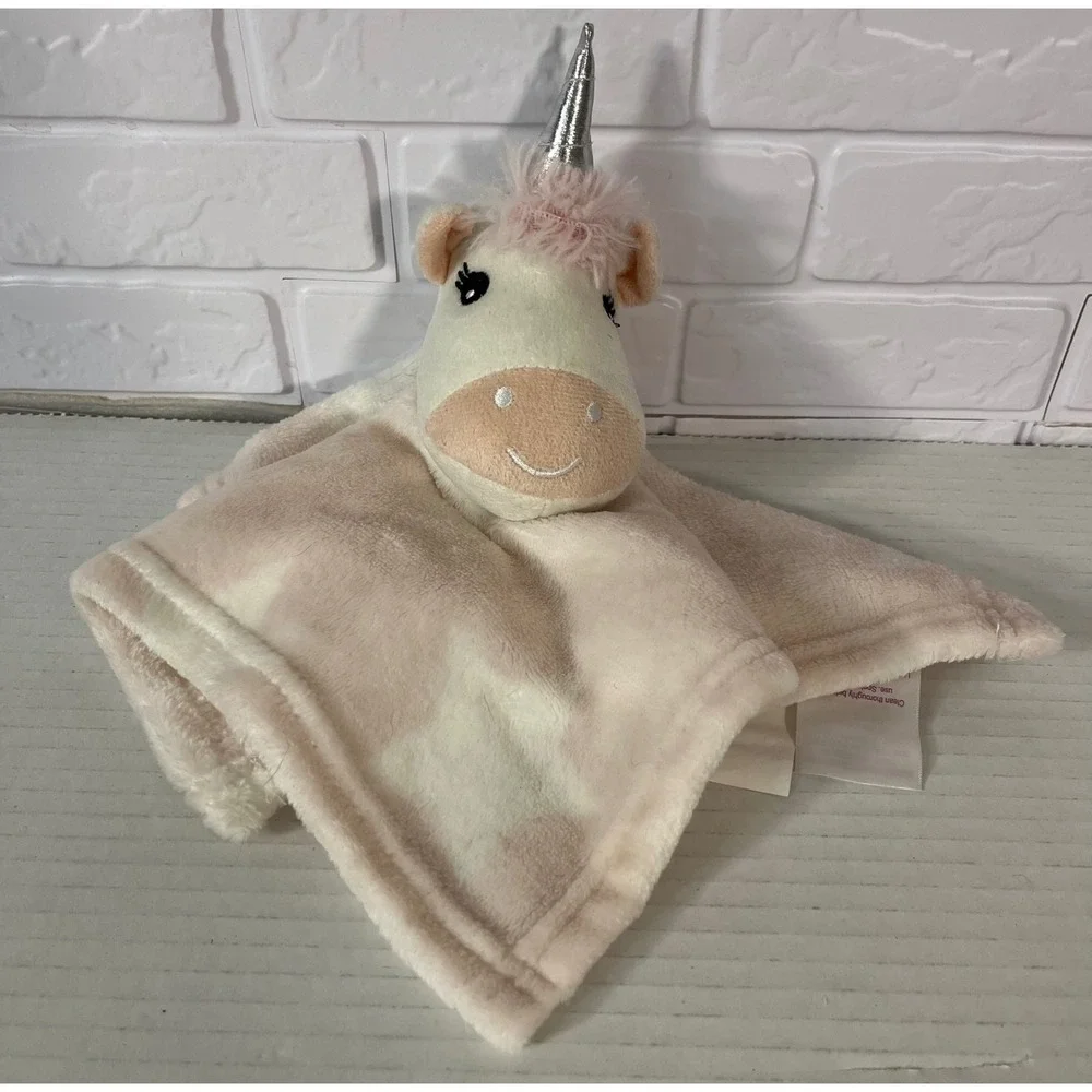 Parents Choice Security Blanket Baby 12in Pink Unicorn Plush Lovey Star Pattern